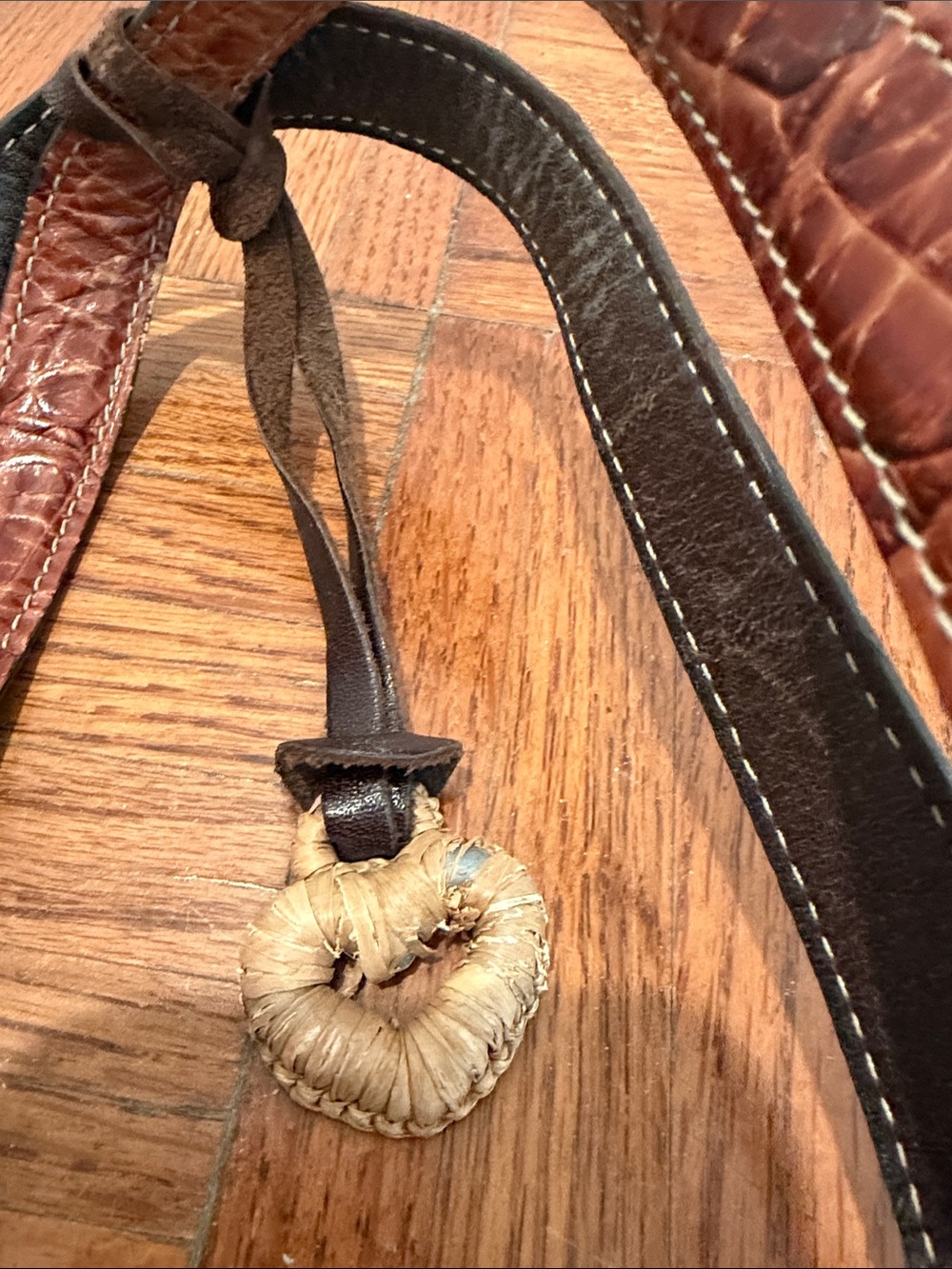 Brighton Natural Straw Tote with Brown Trim and Black Accent - Picture 4 of 6